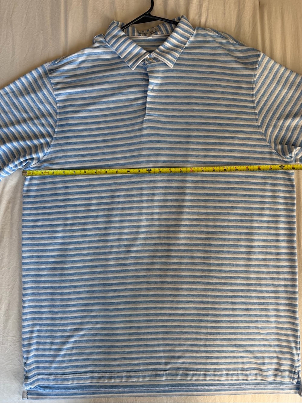 Peter Millar Light Blue & White Striped Polo